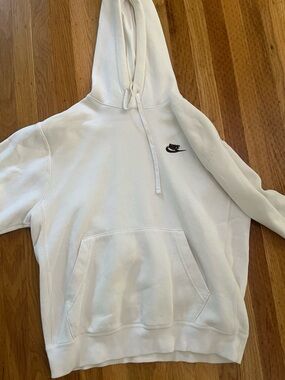 Nike Men’s Cream Crewneck Hoodie with Small Swoosh